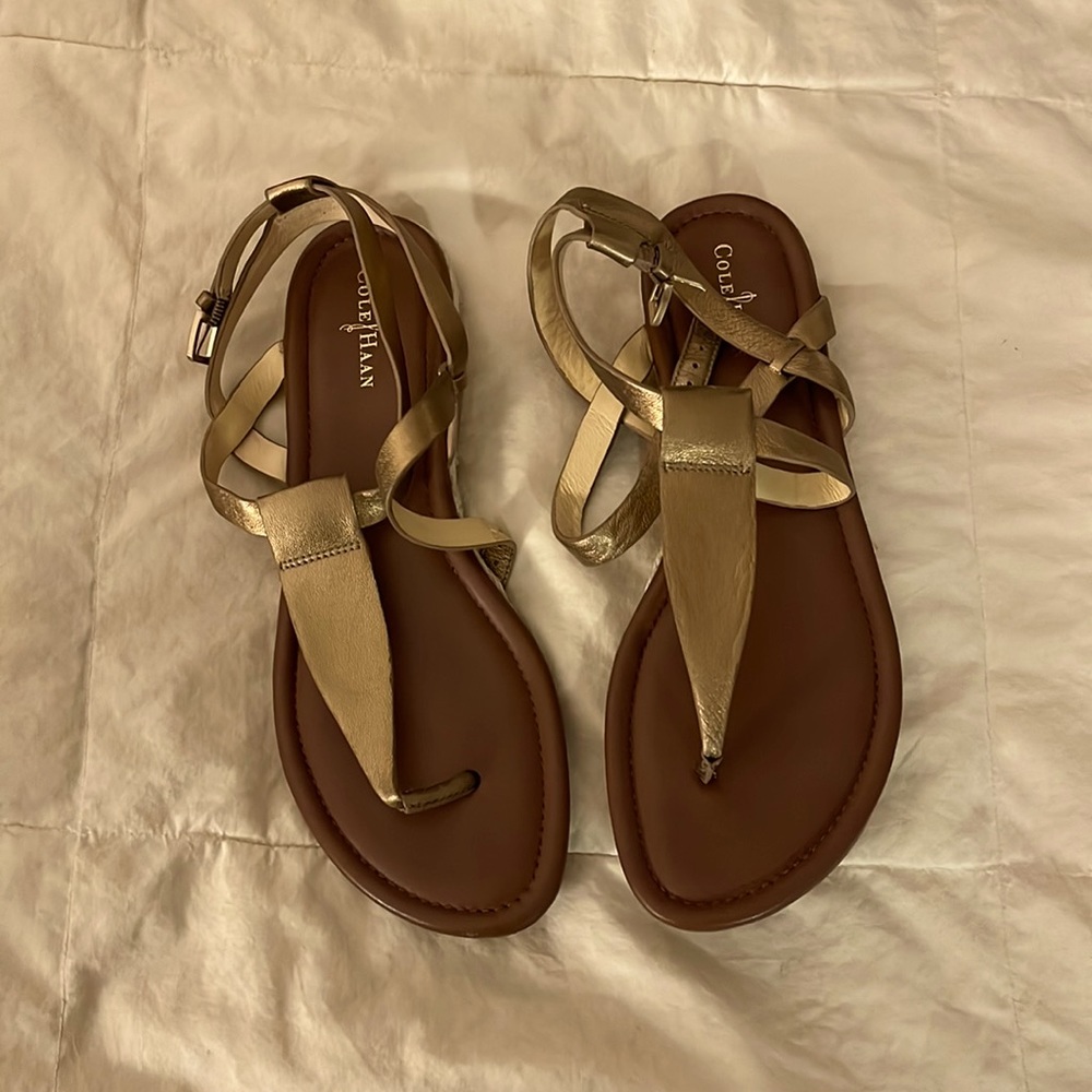 Coke Haan gold sandals